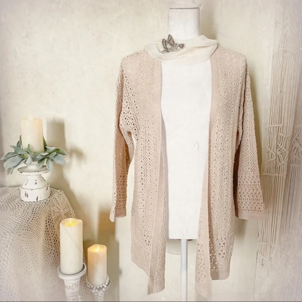 NWT Andrea Jovine Cream Beige Crochet Jacket - Picture 11 of 11